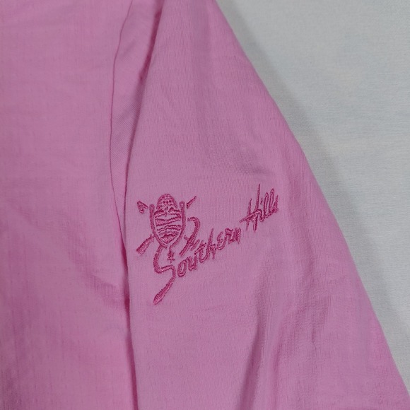 IBKUL Womens Pink Long Sleeve Quarter Zip Golf Shirt Southern Hills UPF 50+ M - Picture 6 of 14